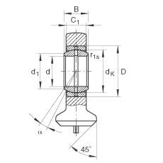 液壓桿端軸承 GK40-DO, 根據(jù) DIN ISO 12 240 標(biāo)準(zhǔn)，帶焊接面，需維護(hù)