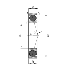 主軸軸承 HCB7003-C-T-P4S, 調(diào)節(jié)，成對或單元安裝，接觸角 α = 15°，陶瓷球，限制公差