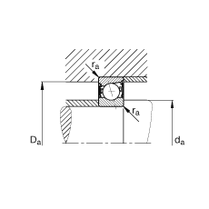 主軸軸承 B7026-C-2RSD-T-P4S, 調節，成對安裝，接觸角 α = 15°，兩側唇密封，非接觸，加嚴公差