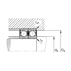 主軸軸承 B7026-C-2RSD-T-P4S, 調節，成對安裝，接觸角 α = 15°，兩側唇密封，非接觸，加嚴公差