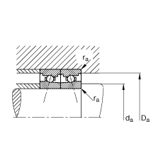 主軸軸承 HS7015-C-T-P4S, 調節，成對安裝，接觸角 α = 15°，限制公差