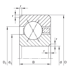 薄截面軸承 CSXC100, 四點接觸球軸承，類型X，運行溫度 -54°C 到 +120°C