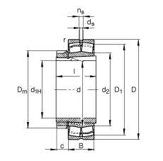 調(diào)心滾子軸承 22310-E1-K + H2310, 根據(jù) DIN 635-2 標(biāo)準(zhǔn)的主要尺寸, 帶錐孔和緊定套